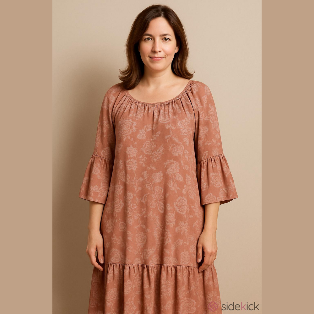 Suzanne Betro Mauve Floral Long Sleeve Dress